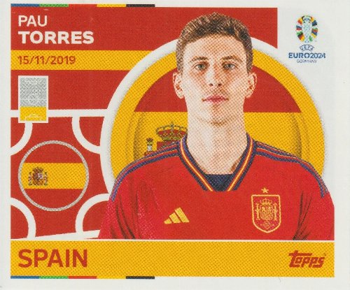 Topps - UEFA Germany Euro 2024 Sticker - ESP 9.
Pau Torres (Spain)