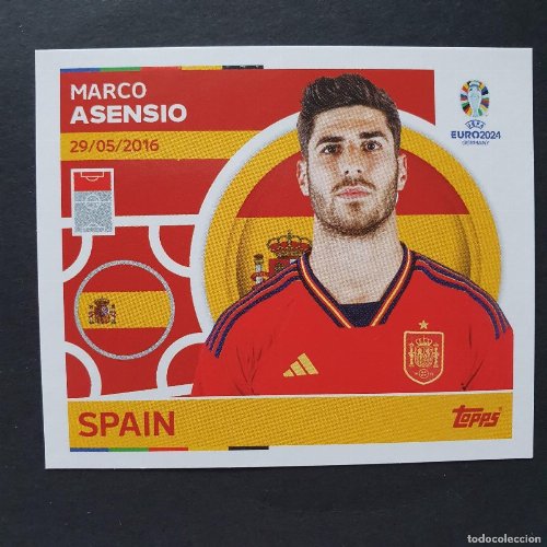 Topps - UEFA Germany Euro 2024 Αυτοκόλλητο - ESP 17.
Marco Asensio (Spain)