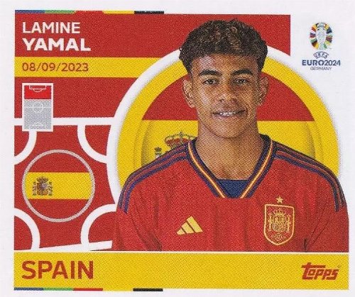 Topps - UEFA Germany Euro 2024 Sticker - ESP 19.
Lamine Yamal (Spain)