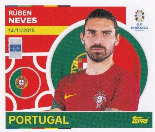 Topps - UEFA Germany Euro 2024 Αυτοκόλλητο - POR 15.
Rúben Neves (Portugal)