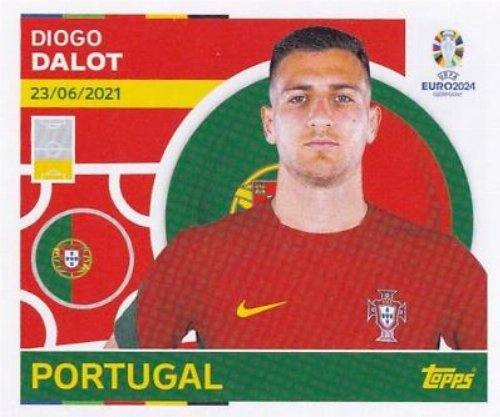 Topps - UEFA Germany Euro 2024 Αυτοκόλλητο - POR 9.
Diogo Dalot (Portugal)