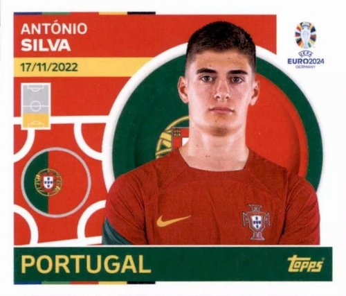 Topps - UEFA Germany Euro 2024 Αυτοκόλλητο - POR 6.
António Silva (Portugal)
