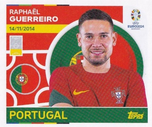 Topps - UEFA Germany Euro 2024 Αυτοκόλλητο - POR 8.
Raphaël Guerreiro (Portugal)