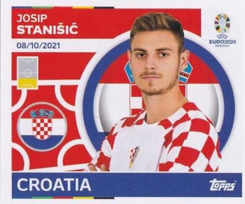 Topps - UEFA Germany Euro 2024 Αυτοκόλλητο - CRO 5.
Josip Stanišić (Croatia)