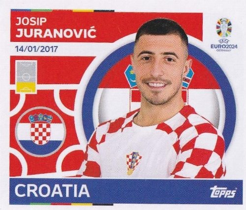 Topps - UEFA Germany Euro 2024 Αυτοκόλλητο - CRO 11.
Josip Juranović (Croatia)