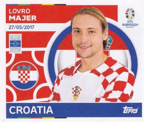 Topps - UEFA Germany Euro 2024 Αυτοκόλλητο - CRO 12.
Lovro Majer (Croatia)