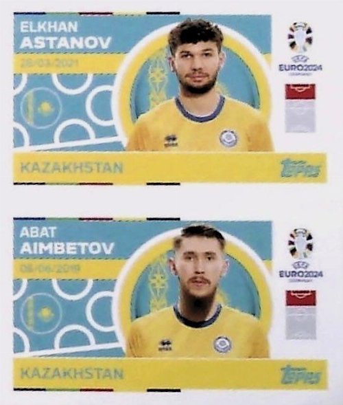 Topps - UEFA Germany Euro 2024 Sticker - KAZ 12.
Elkhan Astanov (Kazakhstan) + KAZ 13. Abat Aimbetov
(Kazakhstan)