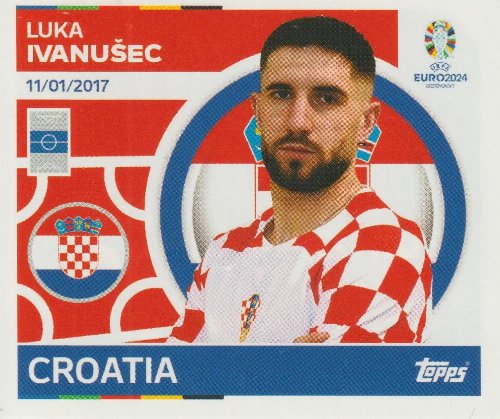 Topps - UEFA Germany Euro 2024 Αυτοκόλλητο - CRO 16.
Luka Ivanušec (Croatia)