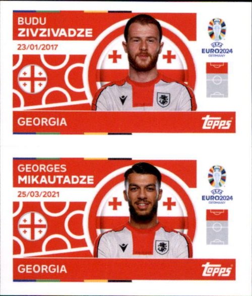 Topps - UEFA Germany Euro 2024 Sticker - GEO 14.
Budu Zivzivadze (Georgia) + GEO 15. Georges Mikautadze
(Georgia)