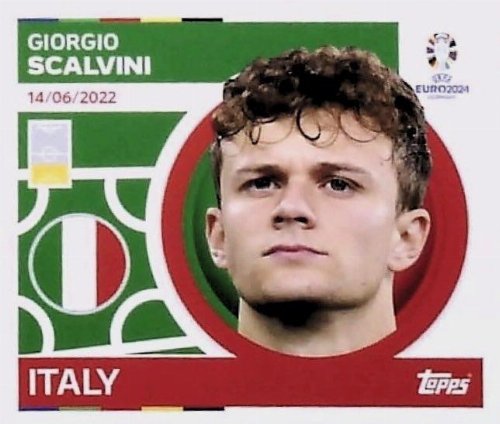 Topps - UEFA Germany Euro 2024 Αυτοκόλλητο - ITA 8.
Giorgio Scalvini (Italy)