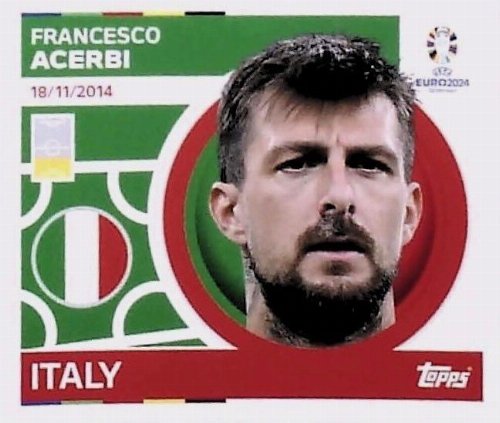 Topps - UEFA Germany Euro 2024 Αυτοκόλλητο - ITA 6.
Francesco Acerbi (Italy)