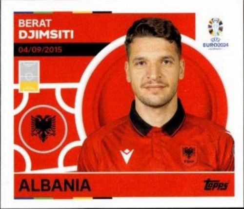 Topps - UEFA Germany Euro 2024 Αυτοκόλλητο - ALB 6.
Berat Djimsiti (Albania)