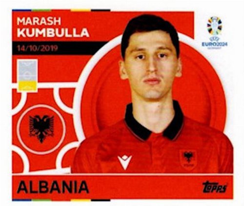 Topps - UEFA Germany Euro 2024 Αυτοκόλλητο - ALB 8.
Marash Kumbulla (Albania)