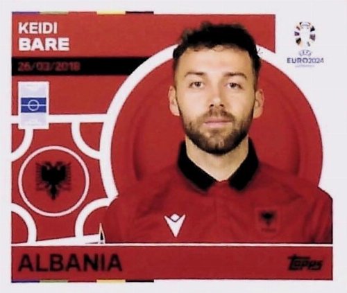 Topps - UEFA Germany Euro 2024 Αυτοκόλλητο - ALB 10.
Keidi Bare (Albania)