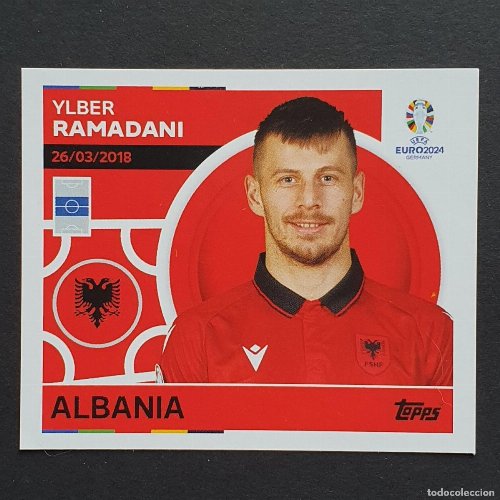 Topps - UEFA Germany Euro 2024 Αυτοκόλλητο - ALB 15.
Ylber Ramadani (Albania)