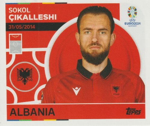 Topps - UEFA Germany Euro 2024 Αυτοκόλλητο - ALB 18.
Sokol Çikalleshi (Albania)