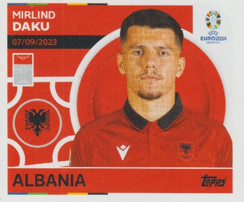 Topps - UEFA Germany Euro 2024 Αυτοκόλλητο - ALB 20.
Mirlind Daku (Albania)