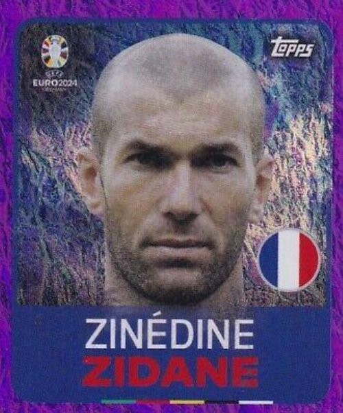 Topps - UEFA Germany Euro 2024 Sticker - LEG 8.
Zinedine Zidane (France) - Purple Parallel Foil