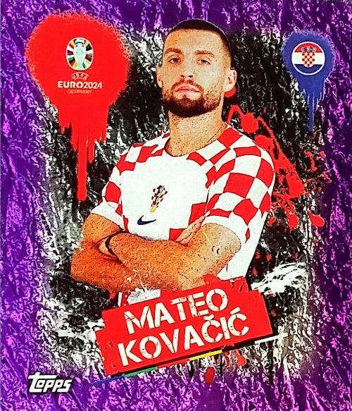 Topps - UEFA Germany Euro 2024 Αυτοκόλλητο - CRO 3.
Mateo Kovačić (Croatia) - Purple Parallel Foil