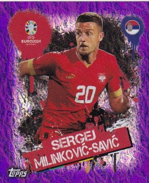 Topps - UEFA Germany Euro 2024 Αυτοκόλλητο - SRB 3.
Sergej Milinković-Savić (Serbia) - Purple Parallel
Foil