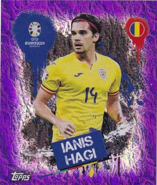 Topps - UEFA Germany Euro 2024 Αυτοκόλλητο - ROM 3.
Ianis Hagi (Romania) - Purple Parallel Foil