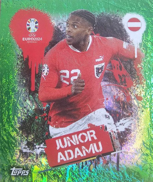 Topps - UEFA Germany Euro 2024 Sticker - AUT 3.
Junior Adamu (Austria) - Green Parallel Foil