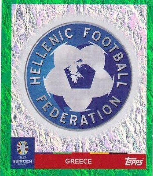 Topps - UEFA Germany Euro 2024 Sticker - GRE 1.
Logo (Greece) - Green Parallel Foil