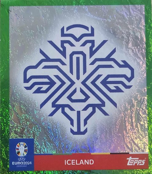 Topps - UEFA Germany Euro 2024 Sticker - ICE 1.
Logo (Iceland) - Green Parallel Foil