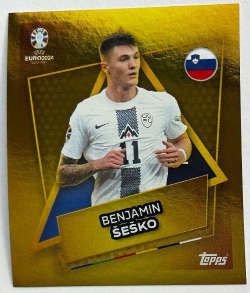 Topps - UEFA Germany Euro 2024 Sticker - SVN SP.
Benjamin Šeško (Slovenia) Gold Foil