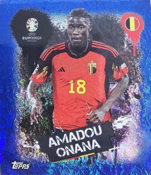 Topps - UEFA Germany Euro 2024 Sticker - BEL 3.
Amadou Onana (Belgium) - Blue Parallel Foil