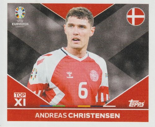 Topps - UEFA Germany Euro 2024 Αυτοκόλλητο - DEN TOP
1. Andreas Christensen (Denmark) - Top XI