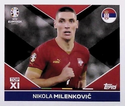 Topps - UEFA Germany Euro 2024 Sticker - SRB TOP
1. Nikola Milenković (Serbia) - Top XI