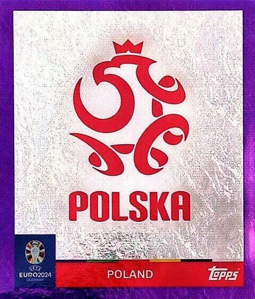 Topps - UEFA Germany Euro 2024 Αυτοκόλλητο - POL 1.
Logo (Poland) - Purple Parallel Foil