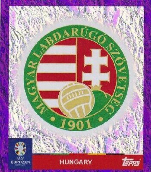 Topps - UEFA Germany Euro 2024 Sticker - HUN 1.
Logo (Hungary) - Purple Parallel Foil