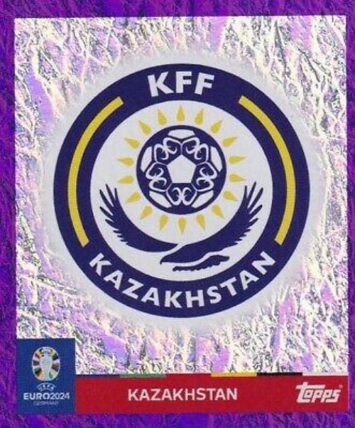 Topps - UEFA Germany Euro 2024 Sticker - KAZ 1.
Logo (Kazakhstan) - Purple Parallel Foil