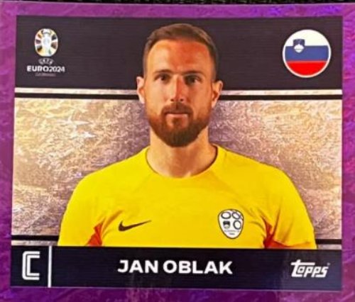 Topps - UEFA Germany Euro 2024 Αυτοκόλλητο - SVN 2.
Jan Oblak (Slovenia) - Purple Parallel Foil