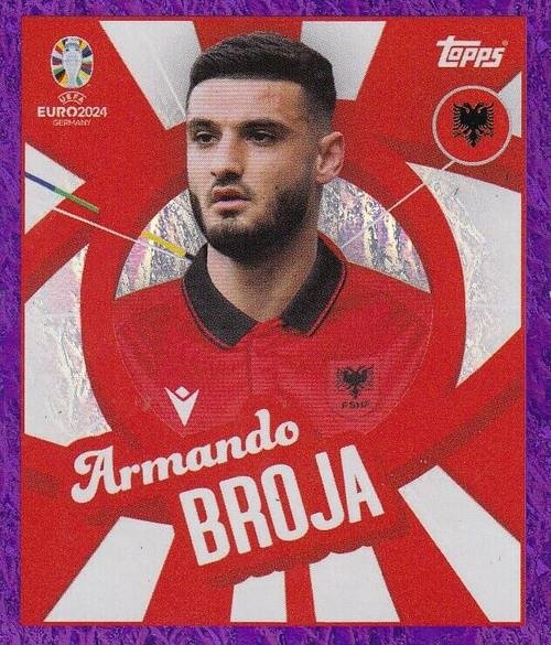 Topps - UEFA Germany Euro 2024 Αυτοκόλλητο - ALB PTW.
Armando Broja (Albania) - Purple Parallel Foil