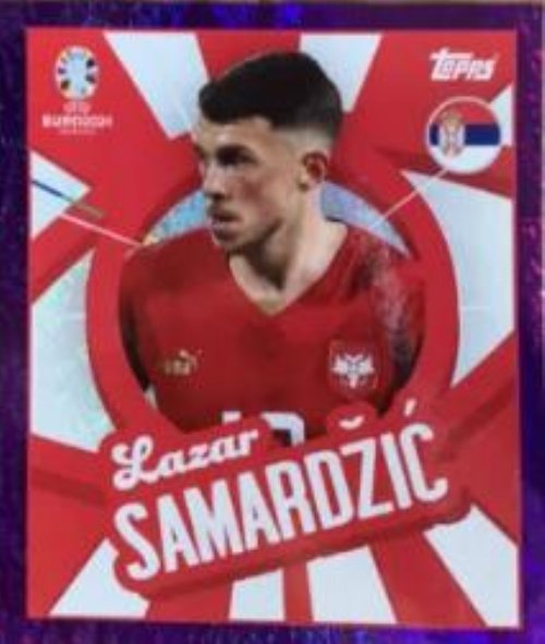 Topps - UEFA Germany Euro 2024 Αυτοκόλλητο - SRB PTW.
Lazar Samardžić (Serbia) - Purple Parallel Foil