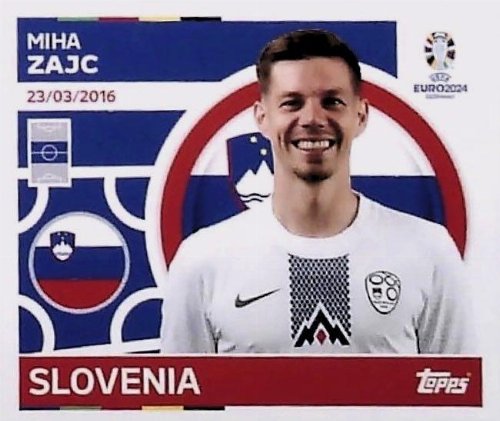 Topps - UEFA Germany Euro 2024 Αυτοκόλλητο - SVN 13.
Miha Zajc (Slovenia)