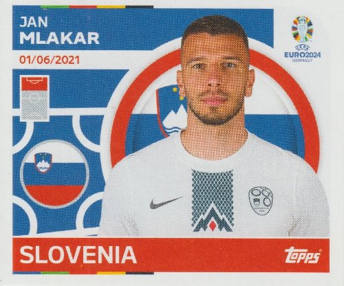 Topps - UEFA Germany Euro 2024 Αυτοκόλλητο - SVN 18.
Jan Mlakar (Slovenia)