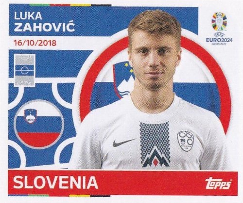 Topps - UEFA Germany Euro 2024 Sticker - SVN 17.
Luka Zahovič (Slovenia)