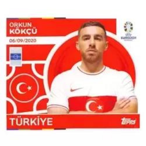 Topps - UEFA Germany Euro 2024 Αυτοκόλλητο - TUR 17.
Orkun Kökçü (Turkey)