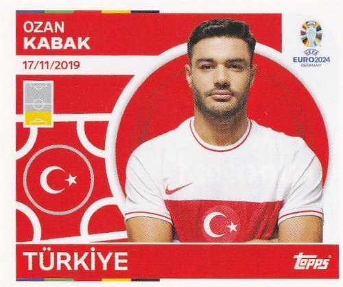 Topps - UEFA Germany Euro 2024 Αυτοκόλλητο - TUR 9.
Ozan Kabak (Turkey)