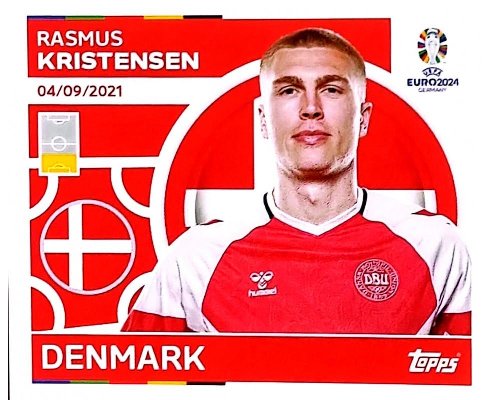 Topps - UEFA Germany Euro 2024 Αυτοκόλλητο - DEN 8.
Rasmus Kristensen (Denmark)