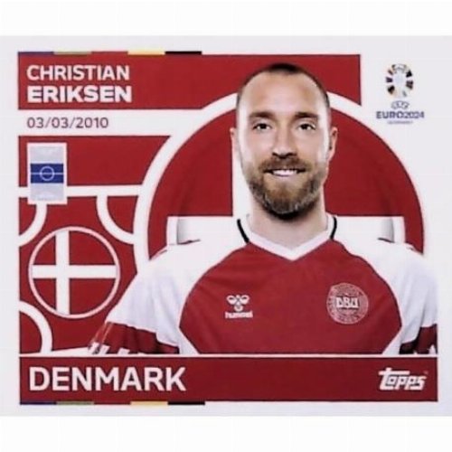 Topps - UEFA Germany Euro 2024 Αυτοκόλλητο - DEN 13.
Christian Eriksen (Denmark)