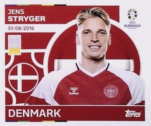 Topps - UEFA Germany Euro 2024 Αυτοκόλλητο - DEN 9.
Jens Stryger (Denmark)