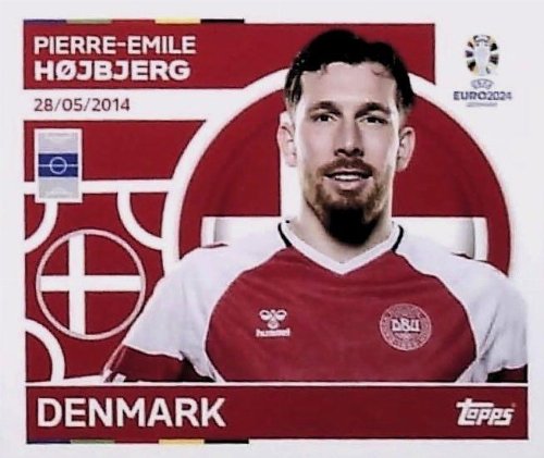 Topps - UEFA Germany Euro 2024 Αυτοκόλλητο - DEN 16.
Pierre-Emile Højbjerg (Denmark)