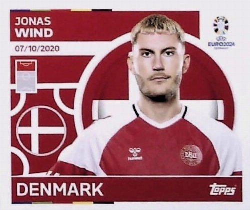 Topps - UEFA Germany Euro 2024 Sticker - DEN 18.
Jonas Wind (Denmark)