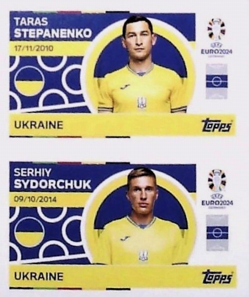 Topps - UEFA Germany Euro 2024 Αυτοκόλλητο - UKR 10.
Taras Stepanenko (Ukraine)+ UKR 11. Serhiy Sydorchuk
(Ukraine)