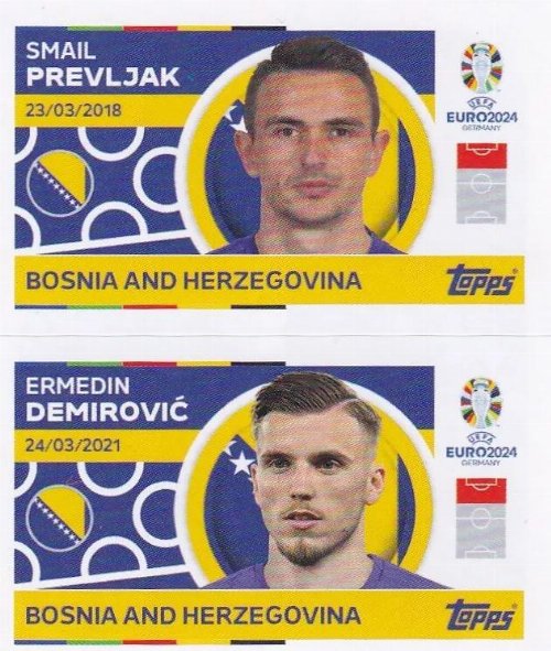 Topps - UEFA Germany Euro 2024 Sticker - BIH 14.
Smail Prevljak + BIH 15. Ermedin Demirović (Bosnia and
Herzegovina)